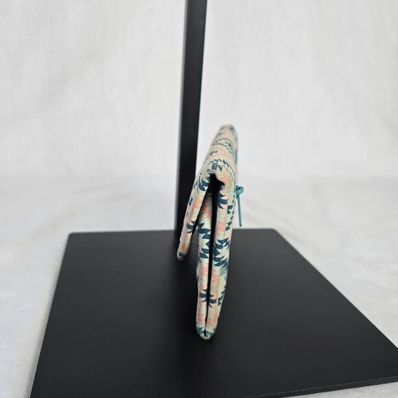 Kavu Tri-Fold Wallet Cotton Pink White Blue Geo Aztec - Picture 9 of 13